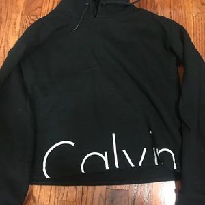 Black Calvin Klein Cropped Hooded Sweater